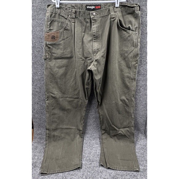 Wrangler Riggs Workwear Pant Mens Size 42x32 Green Ripstop Carpenter Relaxed Fit - Picture 2 of 16